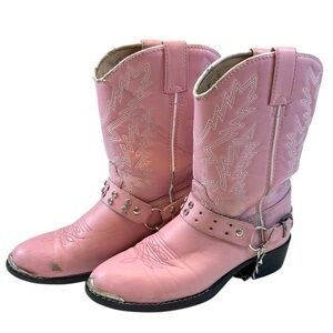 Durango Little Kids Youth Size 3D Pink Harness Studded Western Cowboy Boot